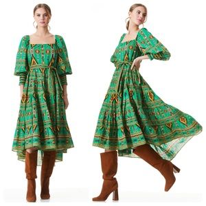 ALICE + OLIVIA Rowen Square Neck Midi Dress